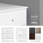 Prepac Astrid Tall White Dresser: 16.5"D x 19.75"W x 50"H, 6-Drawer Chest for Bedroom by Prepac - Perfect Chest of Drawers for Ample Storage