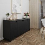 Prepac Simply Modern 4 Door Console Table with Storage, Black Storage Cabinet with Doors and Shelves, Sideboard Storage Cabinet 60" W x 30" H x 16" D, BCBG-1820-1