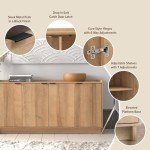 Prepac Simply Modern 4 Console Table, White Doors and Shelves, Sideboard Storage Cabinet, 60" W x 30" H x 16" D, Oak