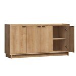 Prepac Simply Modern 4 Console Table, White Doors and Shelves, Sideboard Storage Cabinet, 60" W x 30" H x 16" D, Oak