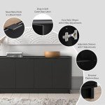 Prepac Simply Modern 4 Door Console Table with Storage, Black Storage Cabinet with Doors and Shelves, Sideboard Storage Cabinet 60" W x 30" H x 16" D, BCBG-1820-1