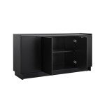 Prepac Simply Modern 4 Door Console Table with Storage, Black Storage Cabinet with Doors and Shelves, Sideboard Storage Cabinet 60" W x 30" H x 16" D, BCBG-1820-1