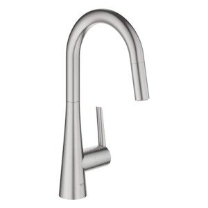 GROHE 32226DC3 Zedra Pull-Down Kitchen Faucet with Sprayer Supersteel (Stainless Steel)