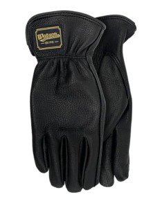 Watson Gloves Women’s Black Range Rider Glove - Buttery Soft Deerskin Leather & Slip-On Cuff (Small)