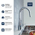 GROHE 32226DC3 Zedra Pull-Down Kitchen Faucet with Sprayer Supersteel (Stainless Steel)