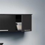 Prepac Coal Harbor Floating Cabinet, Wall Mounted Hutch with 3 Doors, Self Closing Hinges for Office, Living Room, and Bedroom Ideal for Storage and Organization, 12.5"D x 47.25"W x 13"H, Black