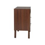 Prepac Milo Mid-Century Modern 2 Drawer Nightstand with Open Shelf, Bedside Table, Contemporary Bedroom Furniture, 16"D x 22.5"W x 29.5"H, Cherry