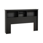 Prepac null Freestanding Full/Queen Headboard with Bookcase, Bookcase Style Headboard for Full/Queen Size Beds 11" D x 65.75" W x 43" H, Black, BSH-6643