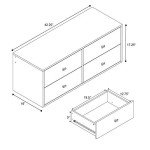 Prepac 4-Drawer Floating Dresser for Bedroom, Modern Dresser Chest of Drawers with Brushed Brass Knobs 16" D x 42.25" W x 17.25" H, White, WDBW-1412-1
