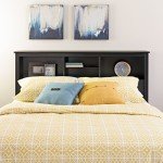 Prepac null Freestanding Full/Queen Headboard with Bookcase, Bookcase Style Headboard for Full/Queen Size Beds 11" D x 65.75" W x 43" H, Black, BSH-6643