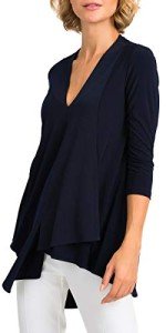 Joseph Ribkoff Womens Asymmetrical 3/4 Sleeve Tunic Style 161066J Color Midnight Blue Size 14