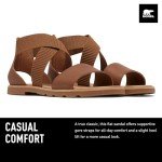 Sorel Women's Fashion Flat Sandal, Velvet Tan, Gum, 9