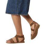 Sorel Women's Fashion Flat Sandal, Velvet Tan, Gum, 9