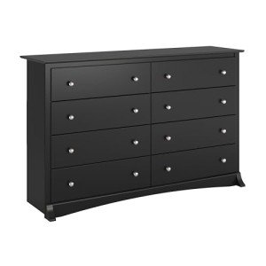 Prepac Sonoma 8 Drawer Double Dresser for Bedroom, Wide Chest of Drawers, Bedroom Furniture, Clothes Storage and Organizer, 17.25" D x 59" W x 37" H, Black, BDC-6338