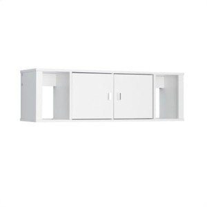 Prepac Contemporary Floating Cabinet, Wall Mounted Floating Desk Hutch with 2 Doors for Office, Living Room, and Bedroom, Ideal for Files, Folders and Books Organization, ‎12"D x 42.5"W x 13"H, White