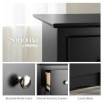 Prepac Sonoma 8 Drawer Double Dresser for Bedroom, Wide Chest of Drawers, Bedroom Furniture, Clothes Storage and Organizer, 17.25" D x 59" W x 37" H, Black, BDC-6338