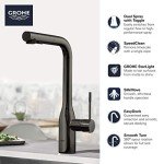 GROHE 30271000 Essence New 1-Handle L-Spout Kitchen Faucet in Starlight Chrome