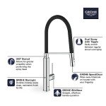 GROHE 31492DC0 Concetto Semi-Pro Kitchen Faucet with Pull-Out Sprayer Supersteel (Stainless Steel)