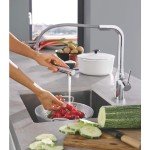 GROHE 30271000 Essence New 1-Handle L-Spout Kitchen Faucet in Starlight Chrome