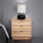 Prepac Simply Modern Nightstand Bedside Table, Natural Oak Nightstand for Bedroom, End Table with 3 Drawers 26.5" W x 26.75" H x 16" D