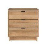 Prepac Simply Modern Nightstand Bedside Table, Natural Oak Nightstand for Bedroom, End Table with 3 Drawers 26.5" W x 26.75" H x 16" D
