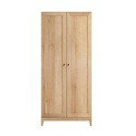 Prepac Yaletown 72" Tall Storage Cabinet with Wood Legs, Pantry Cabinet with 3 Adjustable Shelves, Bathroom, Kitchen and Home Organization in Natural Oak, 16" D x 32" W x 72" H