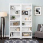 Prepac Sonoma Tall 6-Tier Bookcase 80"H with 2 Adjustable Shelves, White Storage Cabinet, Modern Display Cabinet, Bookshelf with Storage Shelves for Home Office, Living Room, Bedroom Organizer