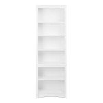 Prepac Sonoma Tall 6-Tier Bookcase 80"H with 2 Adjustable Shelves, White Storage Cabinet, Modern Display Cabinet, Bookshelf with Storage Shelves for Home Office, Living Room, Bedroom Organizer