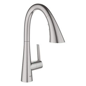 GROHE 30368DC2 Zedra Single-Handle Pull Down Triple Spray Prep Sink Kitchen Faucet in Supersteel
