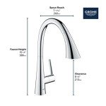 GROHE 30368DC2 Zedra Single-Handle Pull Down Triple Spray Prep Sink Kitchen Faucet in Supersteel