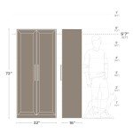Prepac Elite Premium Home Storage Cabinet with Doors and Shelves, White Storage Cabinet, Bathroom Cabinet, Pantry Cabinet with 5 Shelves 16" D x 32" W x 72" H