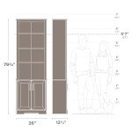 Prepac Rustic Ridge Bookcase with Doors, Washed White Storage Cabinet with Doors and Shelves, Accent Cabinet 26" W x 79.75" H x 12.5" D, ASBR-1630-1