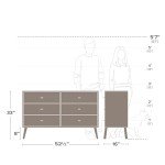 Prepac Milo Dresser, Natural Oak Dresser for Bedroom, Chest of Drawers with 6 Drawers 16" D x 52.5" W x 33" H, ODBR-1406-1-S
