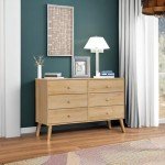 Prepac Milo Dresser, Natural Oak Dresser for Bedroom, Chest of Drawers with 6 Drawers 16" D x 52.5" W x 33" H, ODBR-1406-1-S