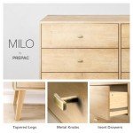Prepac Milo Dresser, Natural Oak Dresser for Bedroom, Chest of Drawers with 6 Drawers 16" D x 52.5" W x 33" H, ODBR-1406-1-S