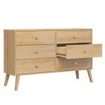 Prepac Milo Dresser, Natural Oak Dresser for Bedroom, Chest of Drawers with 6 Drawers 16" D x 52.5" W x 33" H, ODBR-1406-1-S