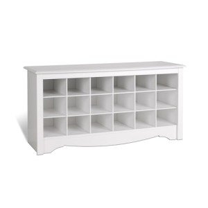 PREPAC Shoe Storage Cubbie Bench, 24" x 48" x 16", White