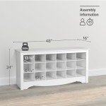 PREPAC Shoe Storage Cubbie Bench, 24" x 48" x 16", White