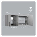 Prepac Elite Wall Mounted Storage Cabinet, 54" W x 24" H x 12" D, Light Gray