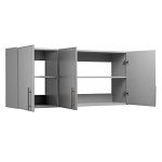 Prepac Elite Wall Mounted Storage Cabinet, 54" W x 24" H x 12" D, Light Gray