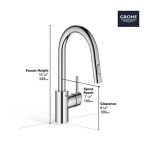 Grohe 314792431 Concetto Pull-Down Bar Faucet, 1.75 GPM, Matte Black