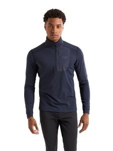 Arc'teryx Men's Standard Rho LT Zip Neck, Black Sapphire