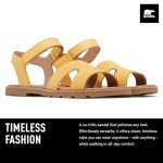 Sorel Women's Ella lll Ankle Strap Sandals - Yellow Ray, Gum 16 - Size 10
