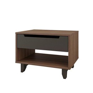 Nexera Nightstand 1-Drawer and Folding Door, Brown, 24-Inch