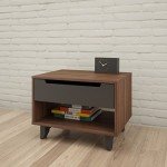 Nexera Nightstand 1-Drawer and Folding Door, Brown, 24-Inch