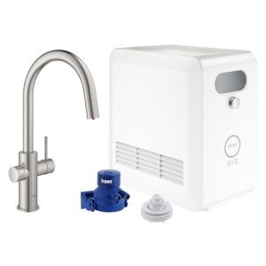 GROHE 31251DC2 Blue Professional Kitchen Faucet Starter Kit, SuperSteel InfinityFinish