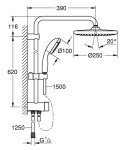 GROHE Vitalio Start System 250 Flex Shower System with Diverter for Wall mounting Chrome 26817000