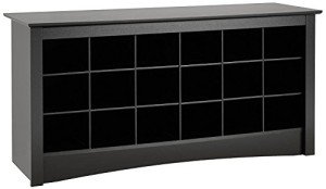 Prepac Shoe Storage Cubbie Bench, 24" x 48" x 16", Black