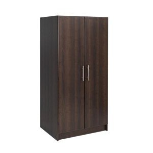Prepac Elite 32" Storage Cabinet Closet, Brown Storage Cabinet, Linen Cabinet, Wardrobe Cabinet with Hanging Rail and Shelves 24.5" D x 32" W x 65" H