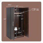 Prepac Elite 32" Storage Cabinet Closet, Brown Storage Cabinet, Linen Cabinet, Wardrobe Cabinet with Hanging Rail and Shelves 24.5" D x 32" W x 65" H